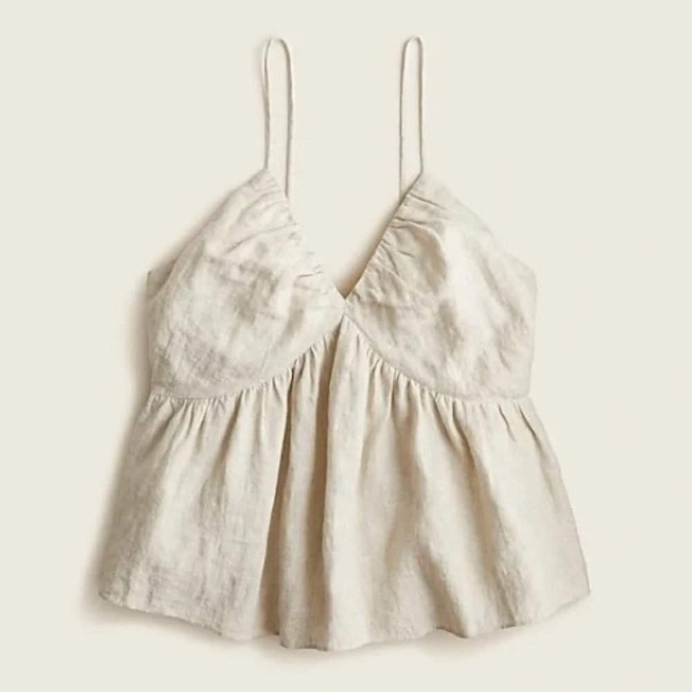 J. Crew V-neck gathered-linen camisole Size M